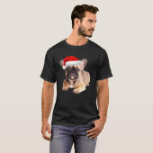 Franse Bulldog Puppy Santa Hat Schattigee Frenchie T-shirt (Voorkant volledig)