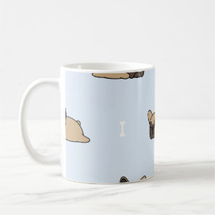 Franse bulldog puppy, schattig slaappatroon. koffiemok