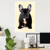 Franse Bulldog Puppy Sitting Poster (Thuiskantoor)