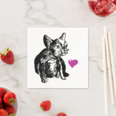 Franse Bulldog Puppy Sketch Cocktail Papieren serv Servet (Insitu)