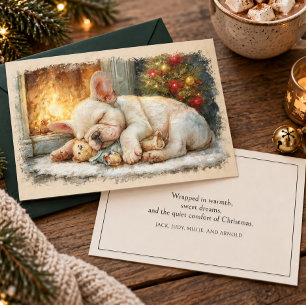 Franse Bulldog Puppy Slapende Kerstmis Feestdagenkaart