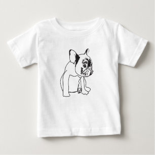 Franse Bulldog Puppy Tekening Fijne Jersey T-shirt