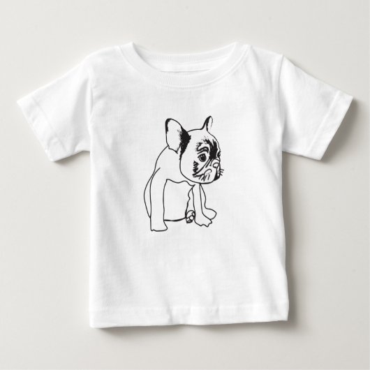 Franse Bulldog Puppy Tekening Fijne Jersey T-shirt (Voorkant)