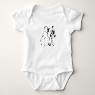 Franse Bulldog Puppy Tekening Jersey Bodysuit