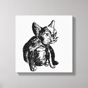 Franse Bulldog Puppy Tekening Single Print