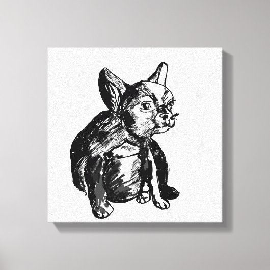 Franse Bulldog Puppy Tekening Single Print (Voorkant)