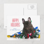 Franse Bulldog Puppy Verward In Lichten Feestdagenkaart (Voorkant / Achterkant)