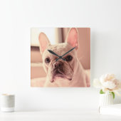 Franse bulldog Puppy Vierkante Klok (Huis)