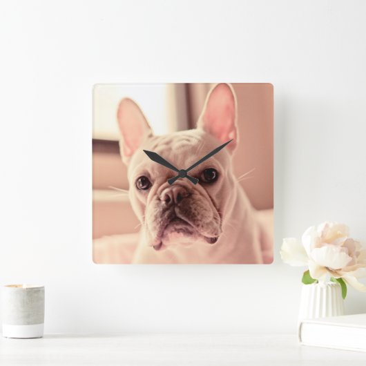 Franse bulldog Puppy Vierkante Klok (Huis)