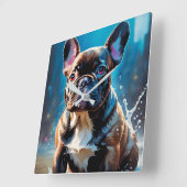 Franse bulldog Puppy Vierkante Klok (Hoek)