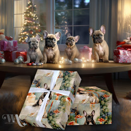 Franse Bulldog Puppy Wonderland Kerstmis Cadeaupapier