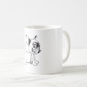 Franse Bulldog Puppy Zwart-wit Tekening Mok (Voorkant rechts)
