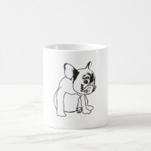 Franse Bulldog Puppy Zwart-wit Tekening Mok