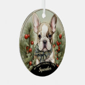 Franse Bulldog Puppy's Eerste Kerstmis Ornament (Voorkant Rechts)