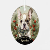 Franse Bulldog Puppy's Eerste Kerstmis Ornament (Voorkant links)