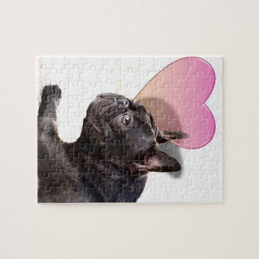 Franse Bulldog puzzle met tin Legpuzzel (Horizontaal)