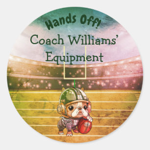 Franse bulldog quarterback Coach Behorend Ronde Sticker