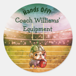 Franse bulldog quarterback Coach Behorend Ronde Sticker