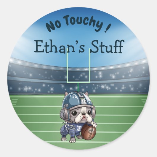 Franse bulldog quarterback Student Behoren Ronde Sticker (Voorkant)