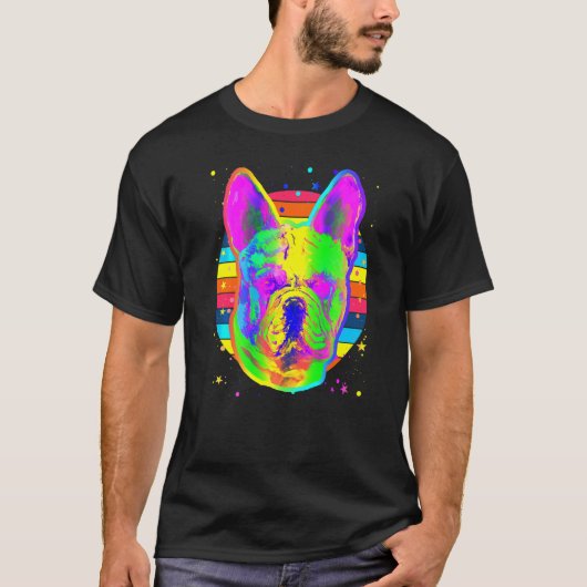 Franse Bulldog Rainbow Space Black T-shirt (Voorkant)