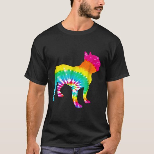 Franse Bulldog Rainbow Trippy Hippie Tie Dye T-shirt (Voorkant)
