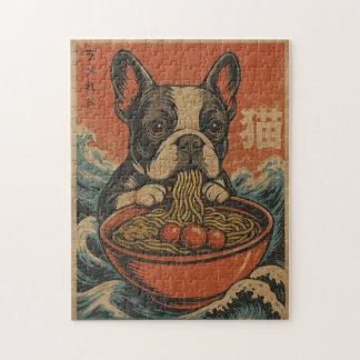 Franse Bulldog Ramen Vintage Japanse Kunstpuzzel Legpuzzel
