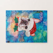 Franse Bulldog Ras Hond Kerstmis Legpuzzel (Horizontaal)