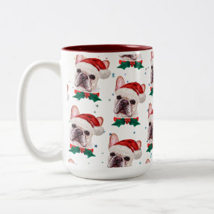 Franse Bulldog Ras Kerstmis Hond Patroon Tweekleurige Koffiemok