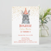 Franse Bulldog Red Fourth Birthday Invitation Kaart (Staand voorkant)