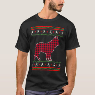 Franse Bulldog Red Pset Ugly met kerst-rood T-shirt