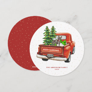 Franse Bulldog  Red Truck Kerstmis Feestdagenkaart