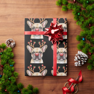 Franse Bulldog Rendier Hond Liefhebber Kerstmis Xm Cadeaupapier