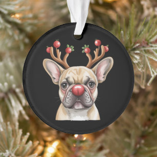 Franse Bulldog Rendier Hondenliefhebber Kerstmis Ornament