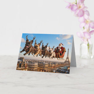 Franse Bulldog Rendier Vouw Kerstkaart Kaart