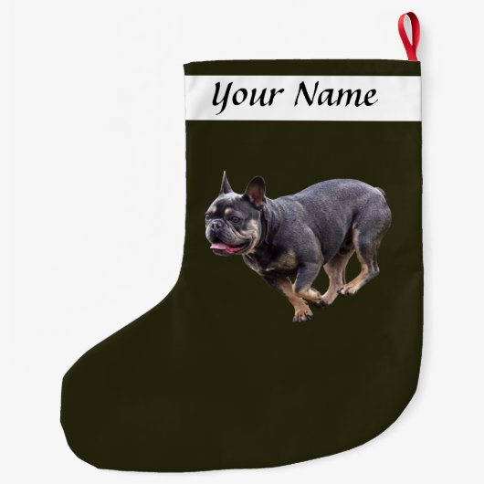 Franse Bulldog Rennend Grote Kerstsok (Achterkant)