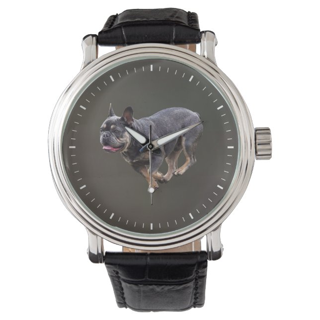 Franse Bulldog Rennend Horloge (Voorkant)