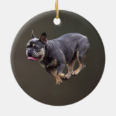 Franse Bulldog Rennend Keramisch Ornament (Achterkant)