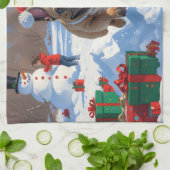 Franse Bulldog rent in de sneeuw met kerst Pet Theedoek (Gevouwen)