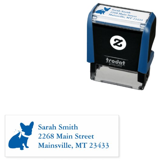 Franse Bulldog retour adres stempel (In situ)