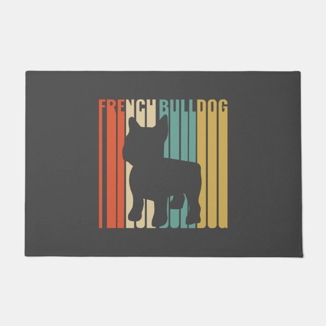 Franse Bulldog Retro 1970s Dog Silhouette Frenchie Deurmat (Voorkant)