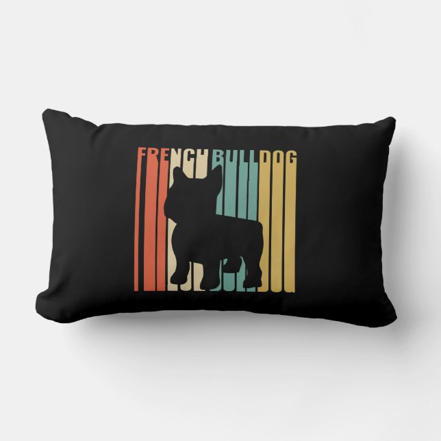 Franse Bulldog Retro 1970s Dog Silhouette Frenchie Kussen (Voorkant)