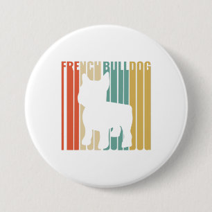 Franse Bulldog Retro 1970s Gift for ma Hondenliefh Ronde Button 7,6 Cm