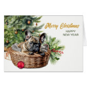 Franse Bulldog rieten mand kerstboom (Voorkant Horizontaal)