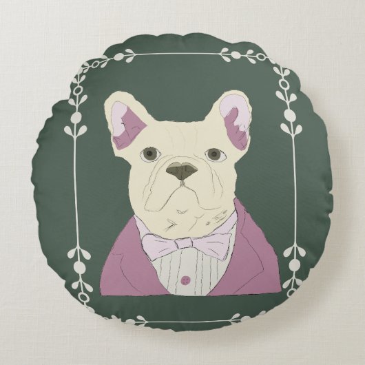 Franse Bulldog Rond Kussen (Voorkant)