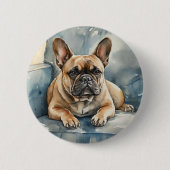 Franse Bulldog Ronde Button 5,7 Cm (Voorkant)