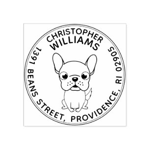 Franse Bulldog Ronde Retouradres Stempel