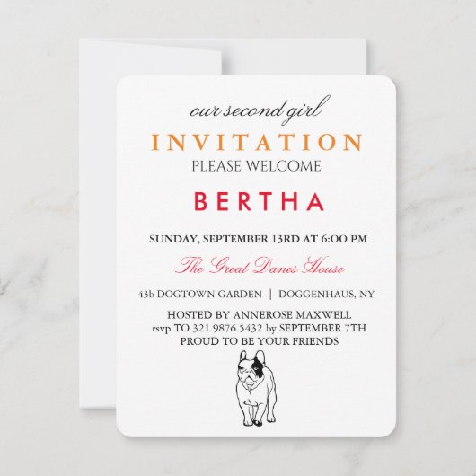 Franse Bulldog rood Uitnodiging (Achterkant)