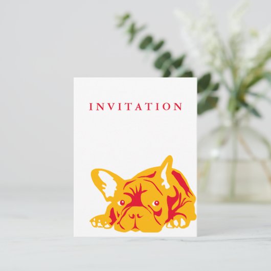 Franse Bulldog rood Uitnodiging (Staand voorkant)