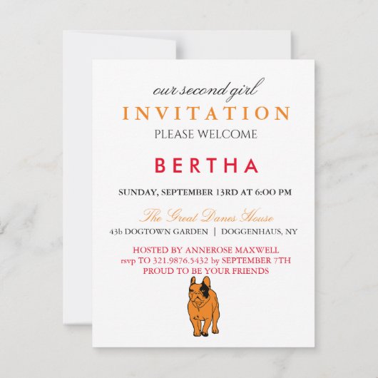 Franse Bulldog rood Uitnodiging (Achterkant)