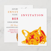 Franse Bulldog rood Uitnodiging (Voorkant / Achterkant)